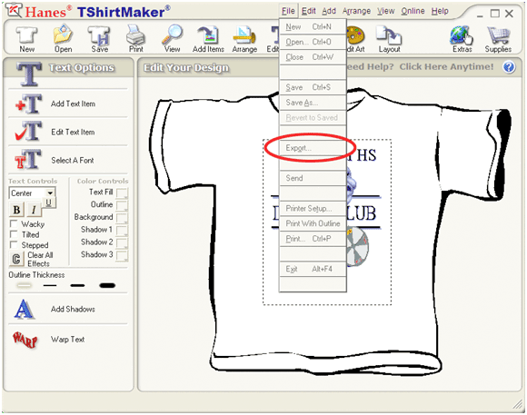 Hanes T-shirt Maker - Exporting Designs To Other Programs